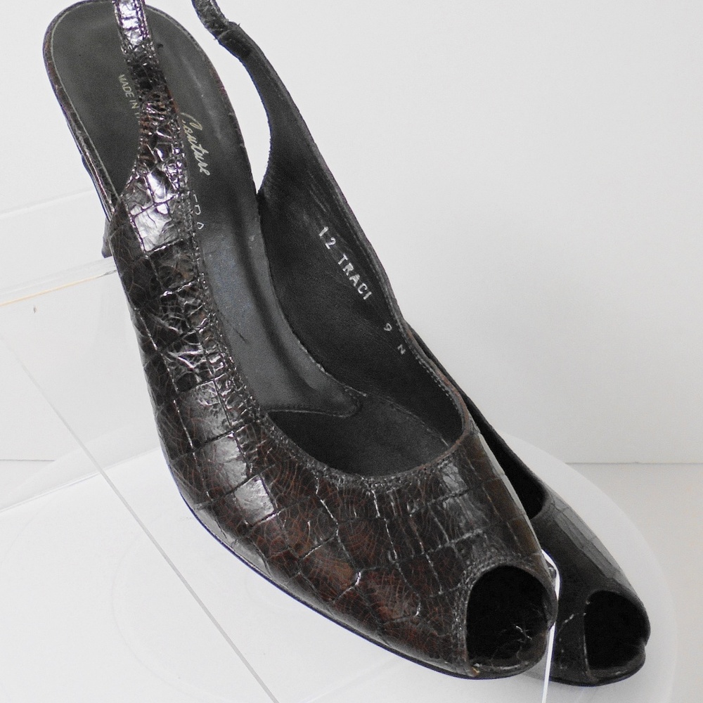 Donald J. Pliner Couture Brown Leather Slingbacks